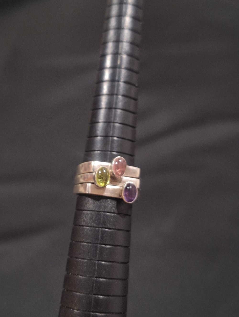 3 Vintage Sterling Multi-Gemstone Stack Ring (Size 8.75) - Picture 9 of 10